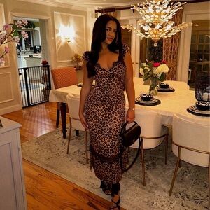 FREE PEOPLE NWT Foolish Heart Printed Midi Dress in Natural Combo XS